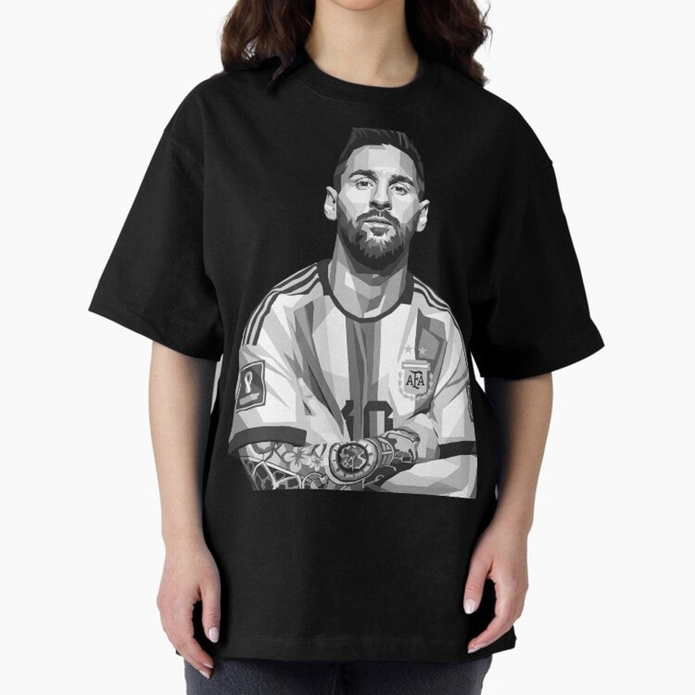 Messi grayscale Classic T-Shirt Enjoy Match Day Hype around FIFA World Cup 2026, Mbappe, France and Portugal, Football Festival Excitement, Trophy Ambitions, Country Rivalries and Star Player Buzz; Ideal for Football Dads, Football Moms, Friends,