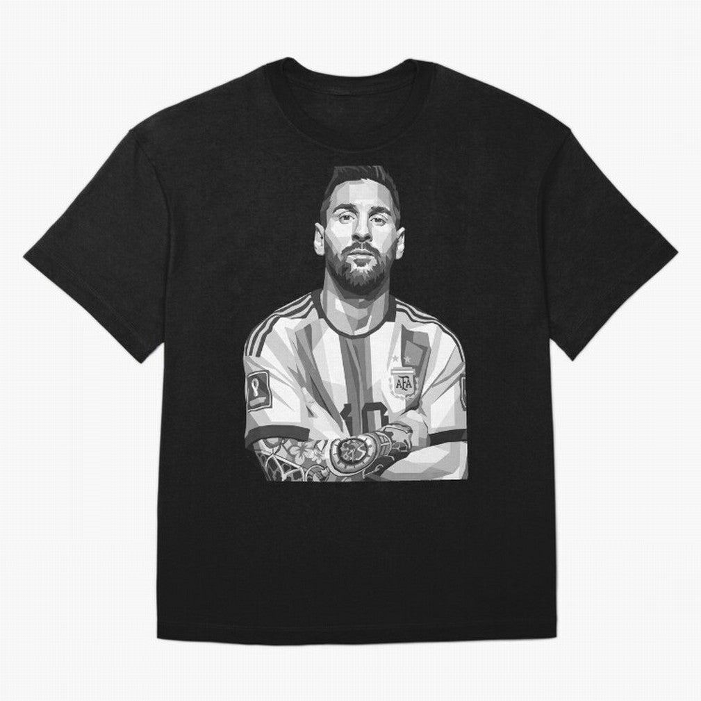 Messi grayscale Classic T-Shirt Enjoy Match Day Hype around FIFA World Cup 2026, Mbappe, France and Portugal, Football Festival Excitement, Trophy Ambitions, Country Rivalries and Star Player Buzz; Ideal for Football Dads, Football Moms, Friends,