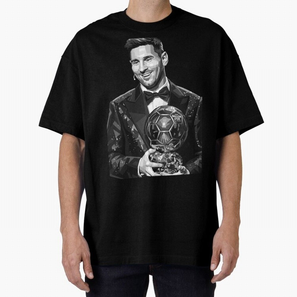 Messi grayscale Oversized T-Shirt Step into Match Day Hype around FIFA World Cup 2026 Group Stage, CR7 and Messi, Spain and Netherlands, Sports Nostalgia, International Competition, Famous Players and Unforgettable Victories; Built for Supporters
