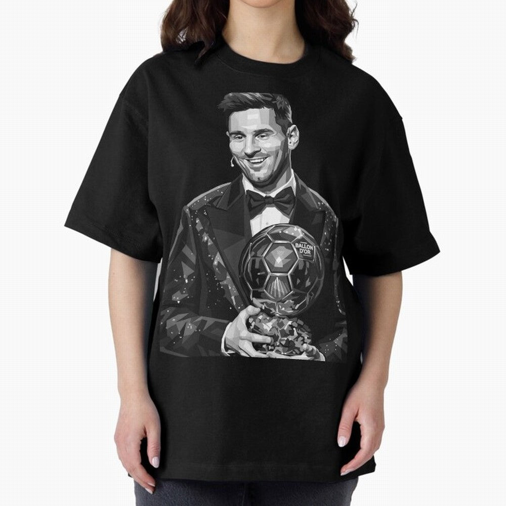 Messi grayscale Oversized T-Shirt Step into Match Day Hype around FIFA World Cup 2026 Group Stage, CR7 and Messi, Spain and Netherlands, Sports Nostalgia, International Competition, Famous Players and Unforgettable Victories; Built for Supporters
