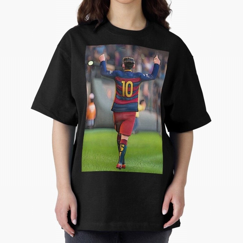 Lionel Messi (2) caricature Oversized T-Shirt Honor the Football Icons of FIFA World Cup 2026 Spirit, Inspired by England and Germany, Neymar, Haaland and Cristiano Ronaldo, Retro Football Energy, Iconic Rivalries, Trophy Chase Drama and Stadium