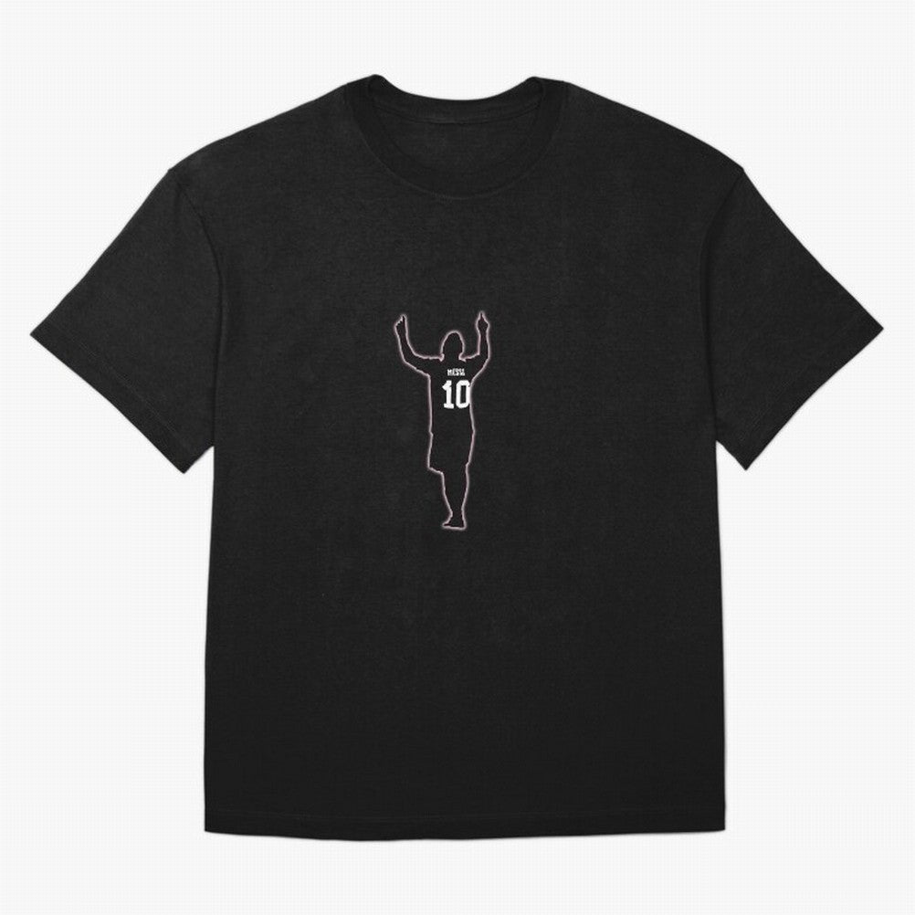 Lionel Messi Iconic Celebration Pose - Inter Miami Colors Classic T-Shirt Feel Global Football Passion for FIFA World Cup 2026, Inspired by Cristiano Ronaldo, Portugal, Spain and Germany, Retro Football Energy, Iconic Rivalries, Trophy Chase Drama