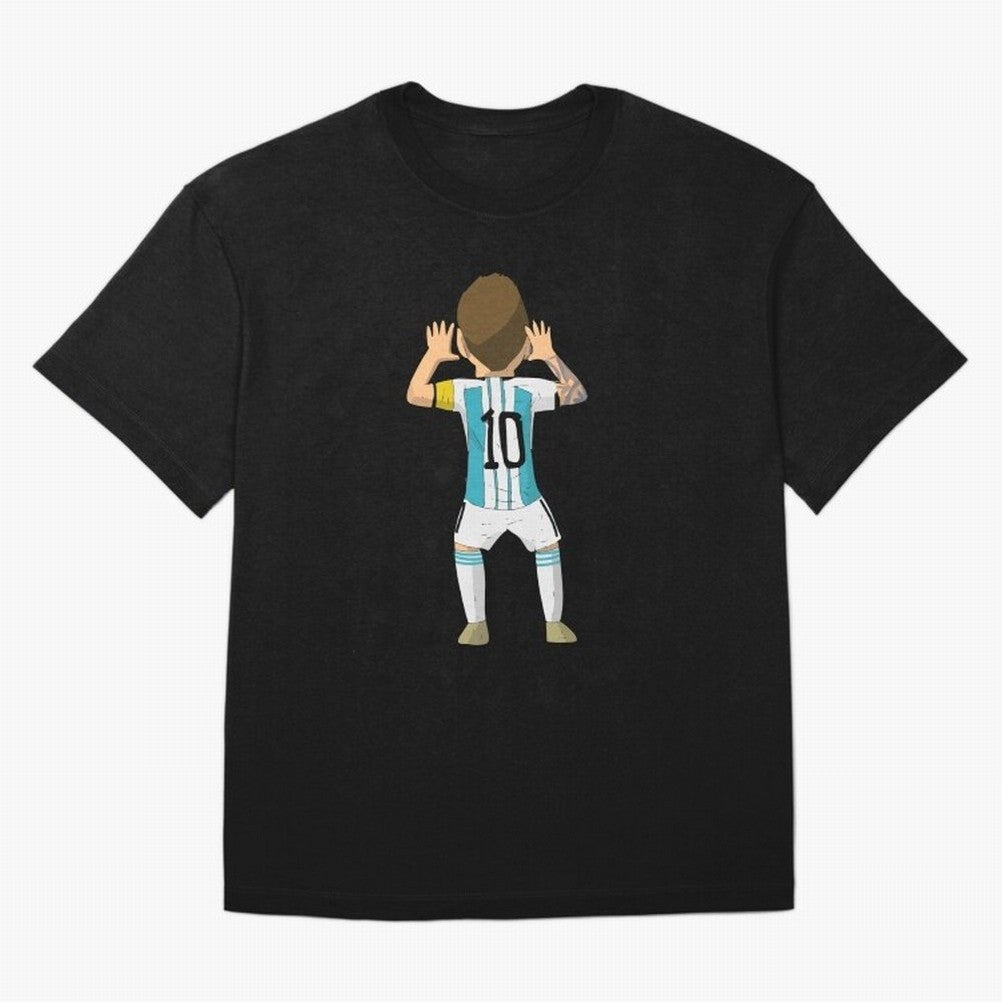 Cartoon Illustration Messi vs Netherlands World Cup Qatar 2022 Classic T-Shirt Make Your Look Match FIFA World Cup 2026 for Fans of Neymar, Haaland and Cristiano Ronaldo and England, Bringing Goal Celebration Energy, Supporter Heritage, Football