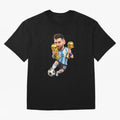 Lionel Messi ¨C Trophy King Caricature Oversized T-Shirt Bring a Vintage Feel to FIFA World Cup 2026 Group Stage Spirit, Made for France and Portugal, Cristiano Ronaldo, Stadium Memories, Football Loyalty, International Chants and Championship