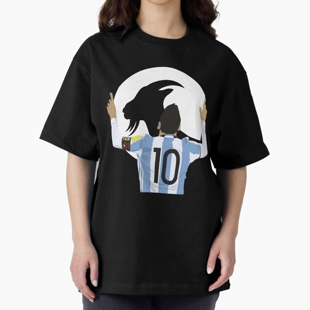 Lionel Messi Goat Oversized T-Shirt Celebrate Global Passion for FIFA World Cup 2026 Centered on Messi and Cristiano Ronaldo, Spain Energy, Worldwide Fan Energy, Dramatic Goals, Stadium Lights and Championship Celebrations; Ideal for Fans Who