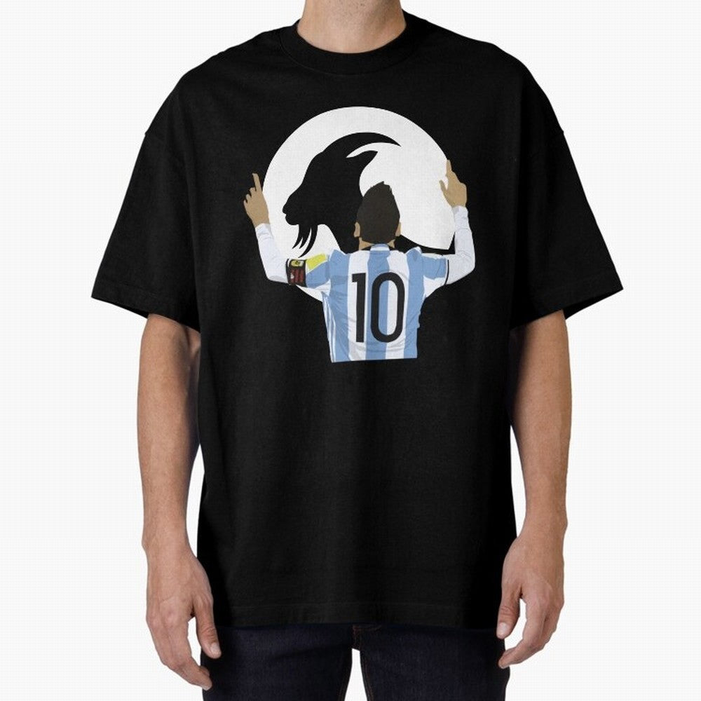 Lionel Messi Goat Oversized T-Shirt Celebrate Global Passion for FIFA World Cup 2026 Centered on Messi and Cristiano Ronaldo, Spain Energy, Worldwide Fan Energy, Dramatic Goals, Stadium Lights and Championship Celebrations; Ideal for Fans Who
