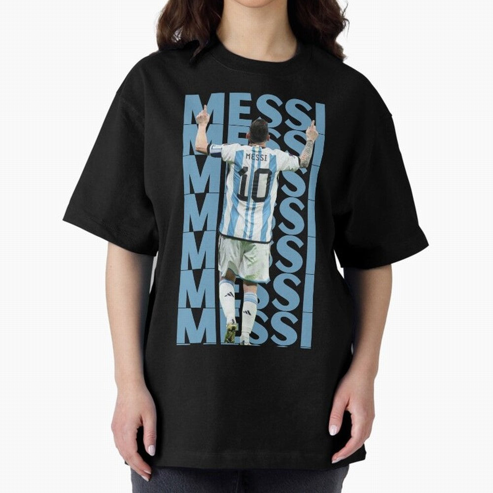 Lionel Messi | 10 | Argentina | Barcelona | Goat Oversized T-Shirt Fuel the Hype around Match Day Hype around FIFA World Cup 2026 Group Stage, Messi and Cristiano Ronaldo, France, Football Festival Excitement, Trophy Ambitions, Country Rivalries