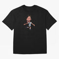 Lionel Messi Sticker Oversized T-Shirt Celebrate Fan Culture around FIFA World Cup 2026 Group Stage for Fans of Haaland and Mbappe and Netherlands, Bringing Vintage Soccer Flavor, Modern Football Stars, National Flags and Final Night Emotion;