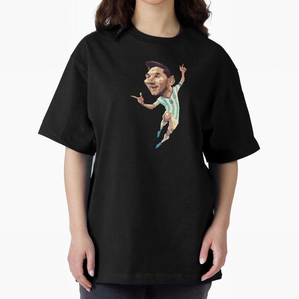 Lionel Messi Oversized T-Shirt Follow the Road to Global Football Passion for FIFA World Cup 2026 USA Canada Mexico, Built around CR7 and Messi, Brazil, Retro Football Energy, Iconic Rivalries, Trophy Chase Drama and Stadium Atmosphere; Perfect for