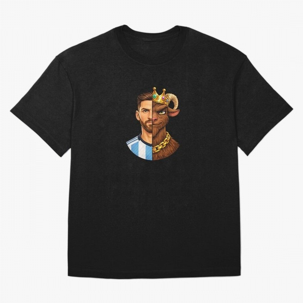 Half Man Half GOAT - Lionel Messi Oversized T-Shirt Show Passion for the Stars of Global Football Passion for FIFA World Cup 2026 Group Stage, Capturing CR7, Argentina and Brazil, Goal Celebration Energy, Supporter Heritage, Football Icons and