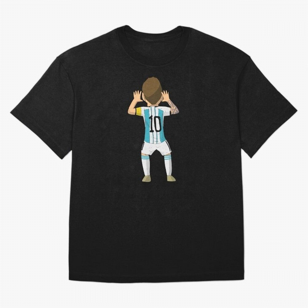 Cartoon Illustration Messi vs Netherlands World Cup Qatar 2022 Oversized T-Shirt Bring a Vintage Feel to FIFA World Cup 2026 for Fans of Neymar and Spain, Bringing Football Passion, Legendary Performances, Festival Vibes and Supporter Community;