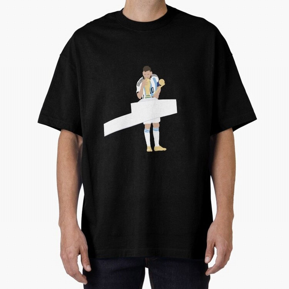 Messi minimalist design Oversized T-Shirt Celebrate Supporters United by Global Football Passion for FIFA World Cup 2026, Inspired by Neymar, Haaland and Cristiano Ronaldo, England, France and Netherlands, Football Festival Excitement, Trophy