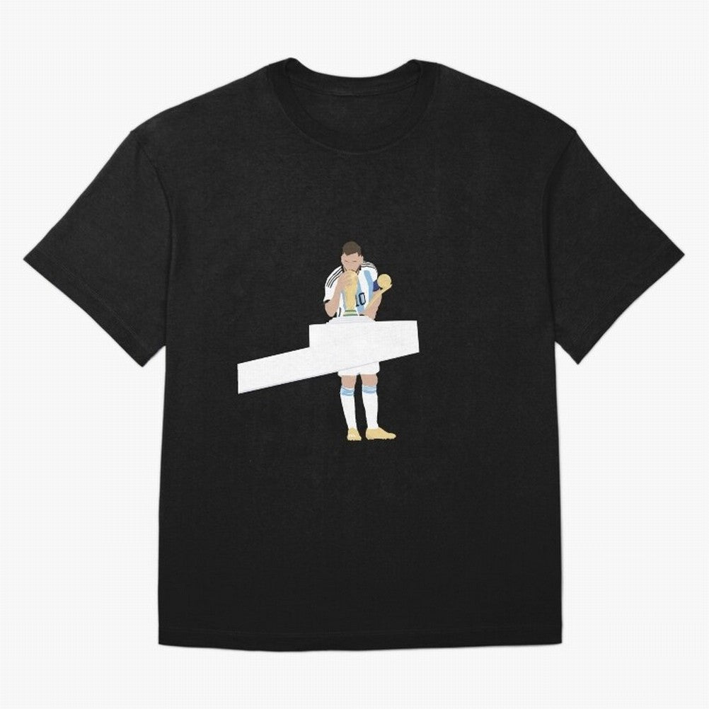 Messi minimalist design Oversized T-Shirt Celebrate Supporters United by Global Football Passion for FIFA World Cup 2026, Inspired by Neymar, Haaland and Cristiano Ronaldo, England, France and Netherlands, Football Festival Excitement, Trophy