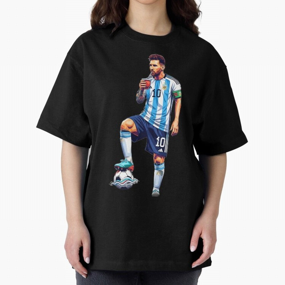 Messi in an illustrated style drinking mate ¨C The Goat Phone Case design Classic T-Shirt Cheer for Match Day Hype around FIFA World Cup 2026 Group Stage, Neymar, Spain, Worldwide Fan Energy, Dramatic Goals, Stadium Lights and Championship