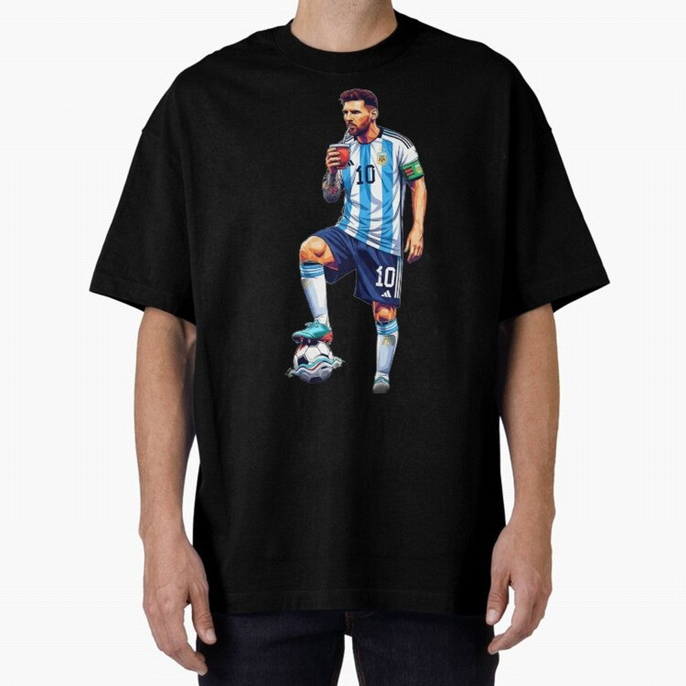 Messi in an illustrated style drinking mate ¨C The Goat Phone Case design Classic T-Shirt Cheer for Match Day Hype around FIFA World Cup 2026 Group Stage, Neymar, Spain, Worldwide Fan Energy, Dramatic Goals, Stadium Lights and Championship