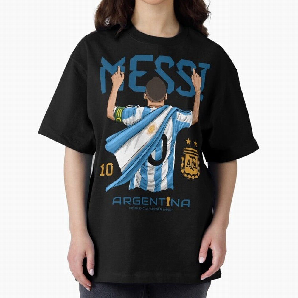 The King Leo Messi Legend Oversized T-Shirt Celebrate the Biggest Stage of Match Day Hype around FIFA World Cup 2026 Group Stage, Messi and Cristiano Ronaldo, Spain, Championship Spirit, Famous Goals, Roaring Crowds and International Football