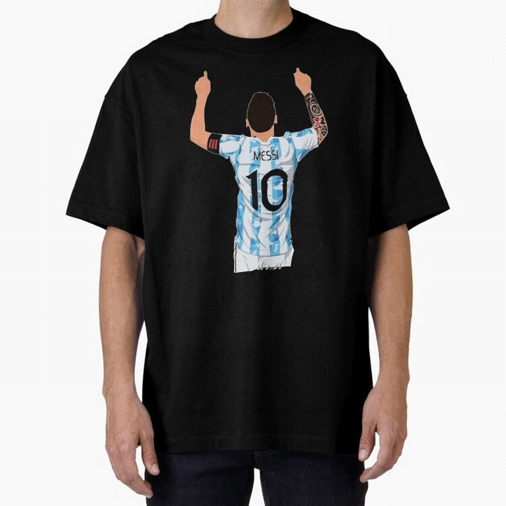 Lionel Messi Oversized T-Shirt Celebrate Fan Favorites in FIFA World Cup 2026 Highlighting Messi, Neymar and Mbappe, Portugal, Spain and Germany Energy, Match Day Excitement, Supporter Culture, Golden Goals and Global Football Passion; Built for