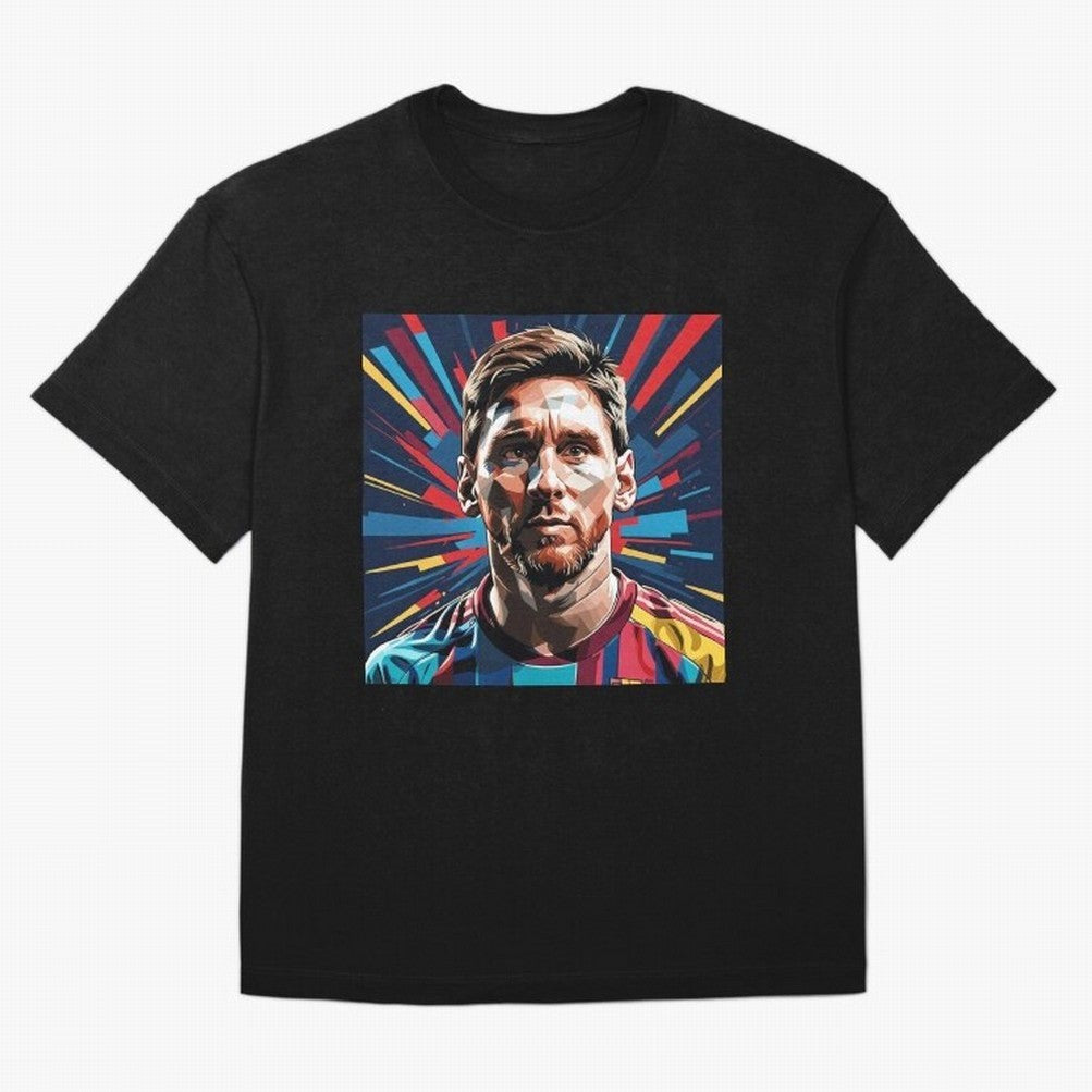 Lionel Messi Pop-Art Portrait Oversized T-Shirt Feel the Heartbeat of Global Football Passion for FIFA World Cup 2026 Group Stage, Centered on CR7 and Messi, England, Football Festival Excitement, Trophy Ambitions, Country Rivalries and Star Player