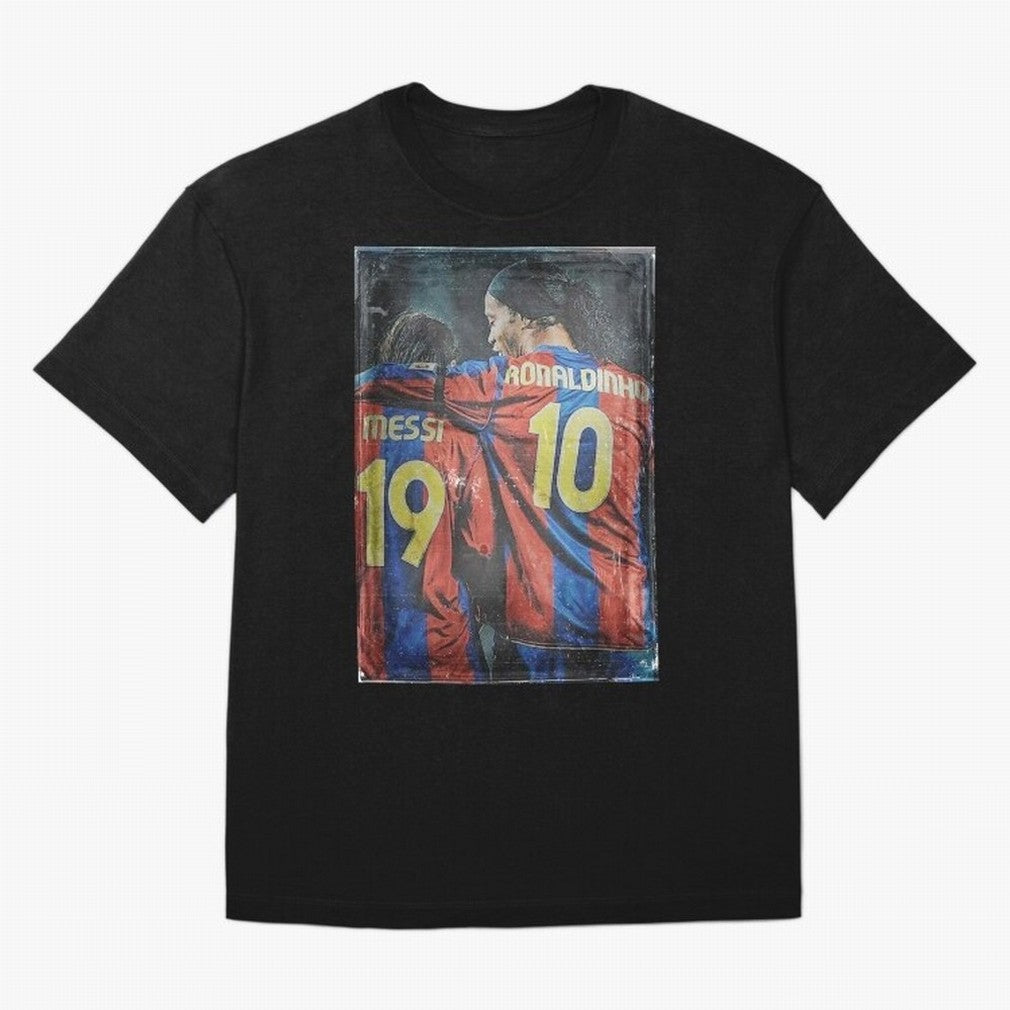 Messi and Ronaldinho Oversized T-Shirt Capture FIFA World Cup 2026 USA Canada Mexico Celebrating Mbappe and Neymar, Spain and Netherlands Energy, Stadium Memories, Football Loyalty, International Chants and Championship Tradition; Built for