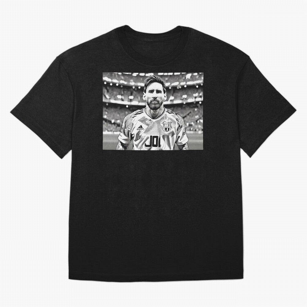 Messi Pop Art Portrait Oversized T-Shirt Celebrate Fan Culture around FIFA World Cup 2026 USA Canada Mexico Connected to Mbappe and Neymar, Argentina and Brazil Energy, Classic Soccer Heritage, Championship Pressure, Fan Loyalty and International