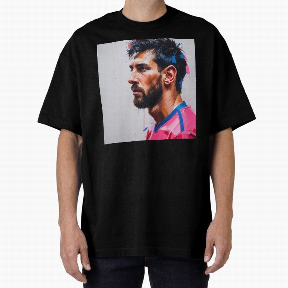 Vibrant Artistic Portrait of Lionel Messi (GOAT) - Digital painting (Version 5) Classic T-Shirt Showcase FIFA World Cup 2026 for Fans of Cristiano Ronaldo, Haaland and CR7 and Brazil, Bringing Global Supporter Spirit, Legendary Goals, National