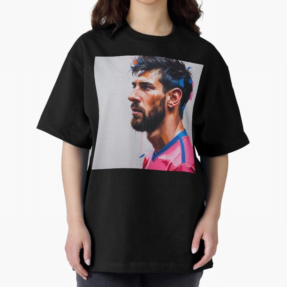 Vibrant Artistic Portrait of Lionel Messi (GOAT) - Digital painting (Version 5) Classic T-Shirt Showcase FIFA World Cup 2026 for Fans of Cristiano Ronaldo, Haaland and CR7 and Brazil, Bringing Global Supporter Spirit, Legendary Goals, National