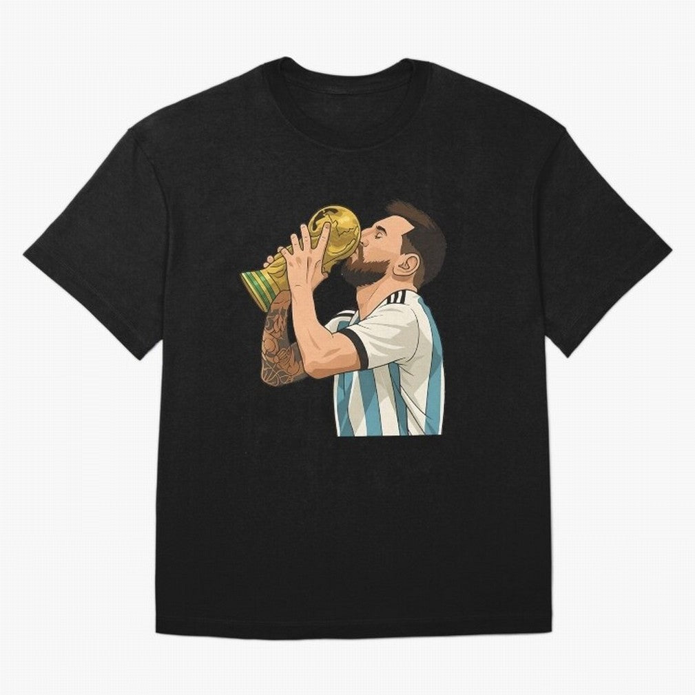 Messi Cup Oversized T-Shirt Celebrate the Biggest Stage of FIFA World Cup 2026 USA Canada Mexico for Fans of Cristiano Ronaldo and France and Portugal, Bringing Worldwide Fan Energy, Dramatic Goals, Stadium Lights and Championship Celebrations;