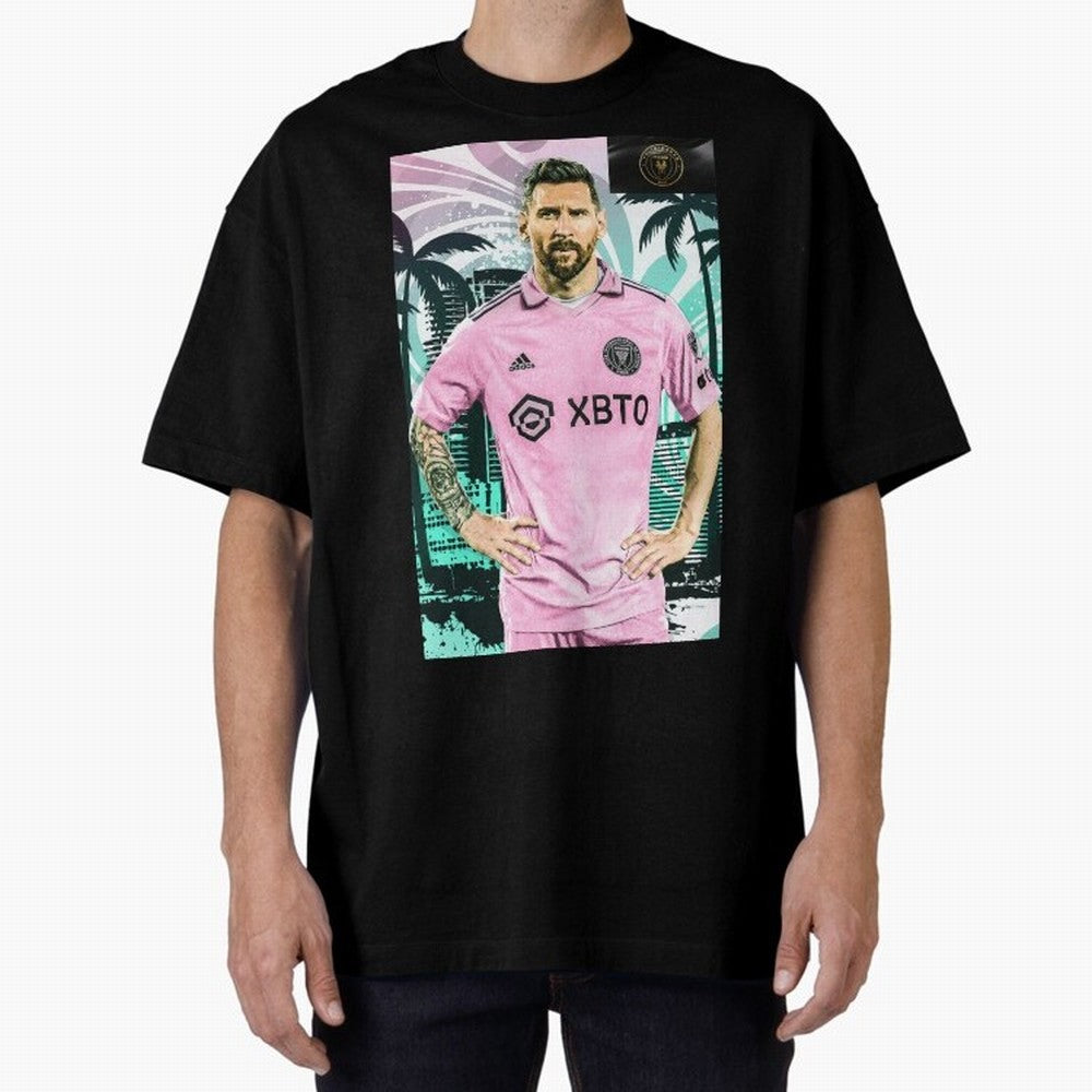 Messi Pop Art Portrait Oversized T-Shirt Live for the Drama of Match Day Hype around FIFA World Cup 2026 USA Canada Mexico, Neymar, Haaland and Cristiano Ronaldo, Germany, Football History, Final Match Energy, Crowd Noise and Once in a Lifetime