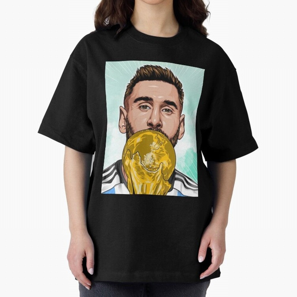 Messi goat Oversized T-Shirt Join the Countdown to the FIFA World Cup 2026 Journey through Mbappe and Neymar Highlights, France and Portugal Pride, Sports Nostalgia, International Competition, Famous Players and Unforgettable Victories; Perfect for