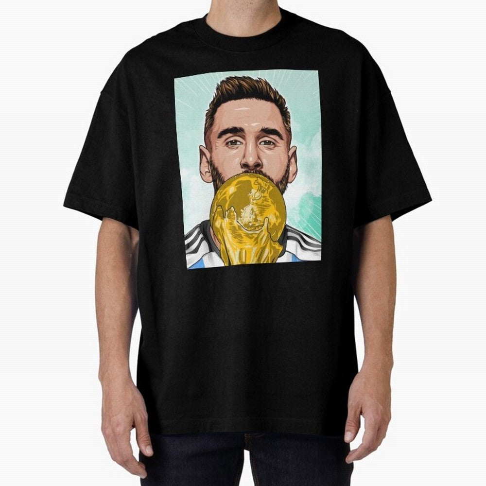 Messi goat Oversized T-Shirt Join the Countdown to the FIFA World Cup 2026 Journey through Mbappe and Neymar Highlights, France and Portugal Pride, Sports Nostalgia, International Competition, Famous Players and Unforgettable Victories; Perfect for