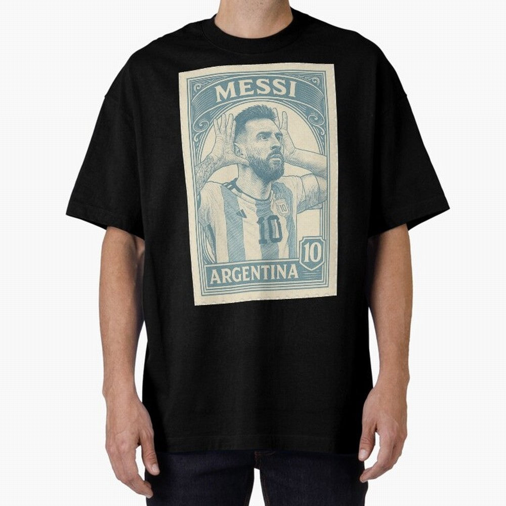 Lionel Messi Vintage Stamp Poster ¨C Argentina #10 Retro Football Art ¨C Barcelona Legend Illustration Classic T-Shirt Enjoy FIFA World Cup 2026 for Fans of Cristiano Ronaldo, Haaland and CR7 and Argentina and Brazil, Bringing Supporter Pride,