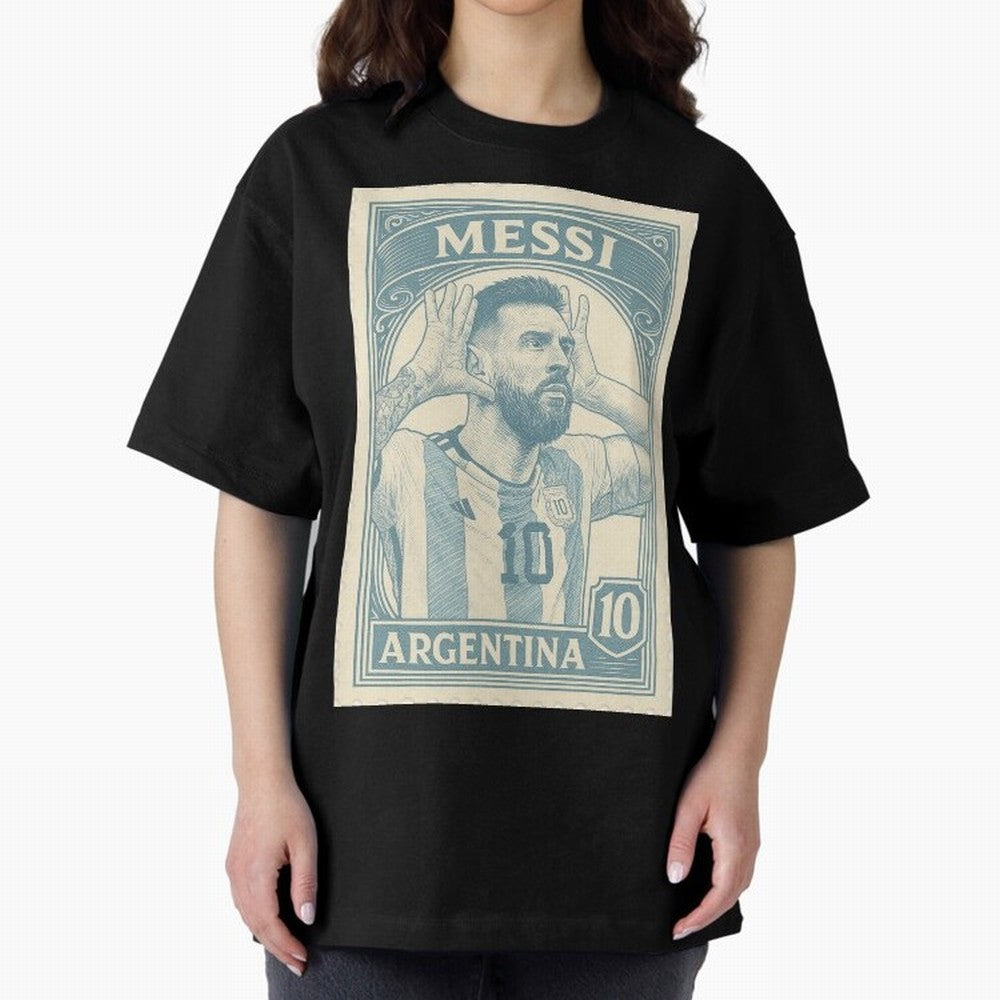 Lionel Messi Vintage Stamp Poster ¨C Argentina #10 Retro Football Art ¨C Barcelona Legend Illustration Classic T-Shirt Enjoy FIFA World Cup 2026 for Fans of Cristiano Ronaldo, Haaland and CR7 and Argentina and Brazil, Bringing Supporter Pride,