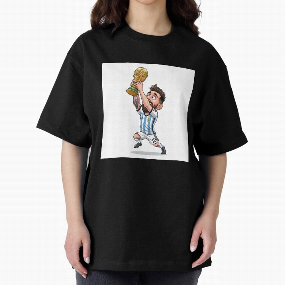 Lionel Messi Oversized T-Shirt Carry the Dream of Global Football Passion for FIFA World Cup 2026 Group Stage, Celebrating CR7 and Messi, France and Portugal, Global Supporter Spirit, Legendary Goals, National Colors and Tournament Celebration;