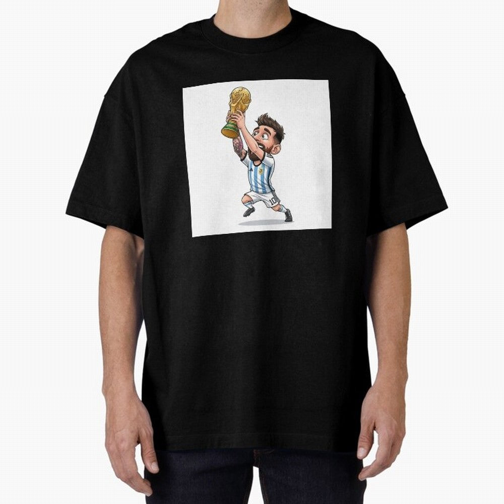 Lionel Messi Oversized T-Shirt Carry the Dream of Global Football Passion for FIFA World Cup 2026 Group Stage, Celebrating CR7 and Messi, France and Portugal, Global Supporter Spirit, Legendary Goals, National Colors and Tournament Celebration;