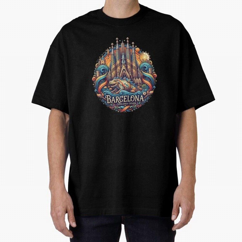 BARCELONA Oversized T-Shirt Follow the Road to Global Football Passion for FIFA World Cup 2026, Filled with Neymar, Brazil, Match Day Excitement, Supporter Culture, Golden Goals and Global Football Passion; Ideal for Fans Who Follow Messi,