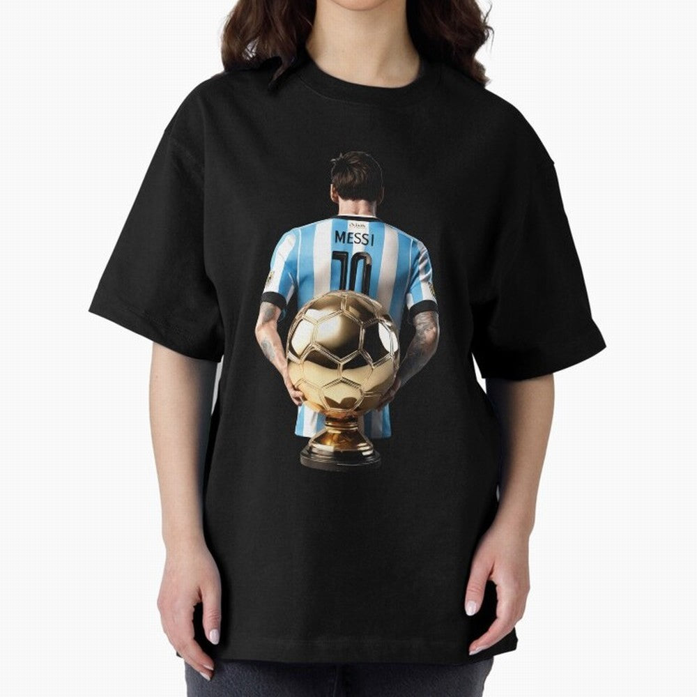 Soccer football lionel messi Barcellona Argentina illustration Oversized T-Shirt Carry the Dream of FIFA World Cup 2026 USA Canada Mexico for Fans of Cristiano Ronaldo, Haaland and CR7 and Argentina and Brazil, Bringing Retro Football Energy,
