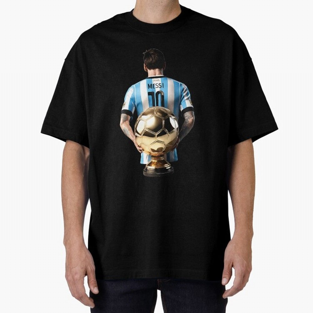 Soccer football lionel messi Barcellona Argentina illustration Oversized T-Shirt Carry the Dream of FIFA World Cup 2026 USA Canada Mexico for Fans of Cristiano Ronaldo, Haaland and CR7 and Argentina and Brazil, Bringing Retro Football Energy,