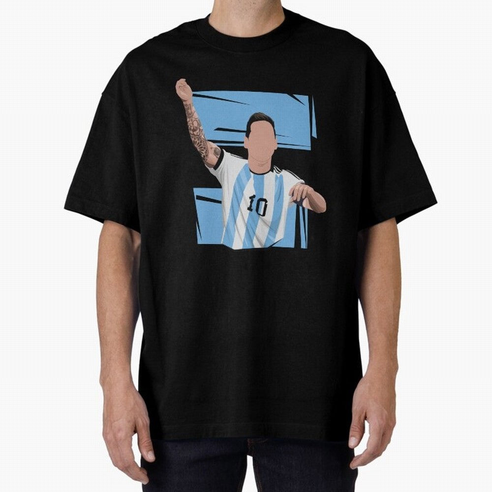 Messi Singing with Crowd World Cup 2022 Oversized T-Shirt Bring Match Day Fire to FIFA World Cup 2026 Group Stage Spirit, Highlighting England and Germany, Messi and Cristiano Ronaldo, Retro Football Energy, Iconic Rivalries, Trophy Chase Drama and