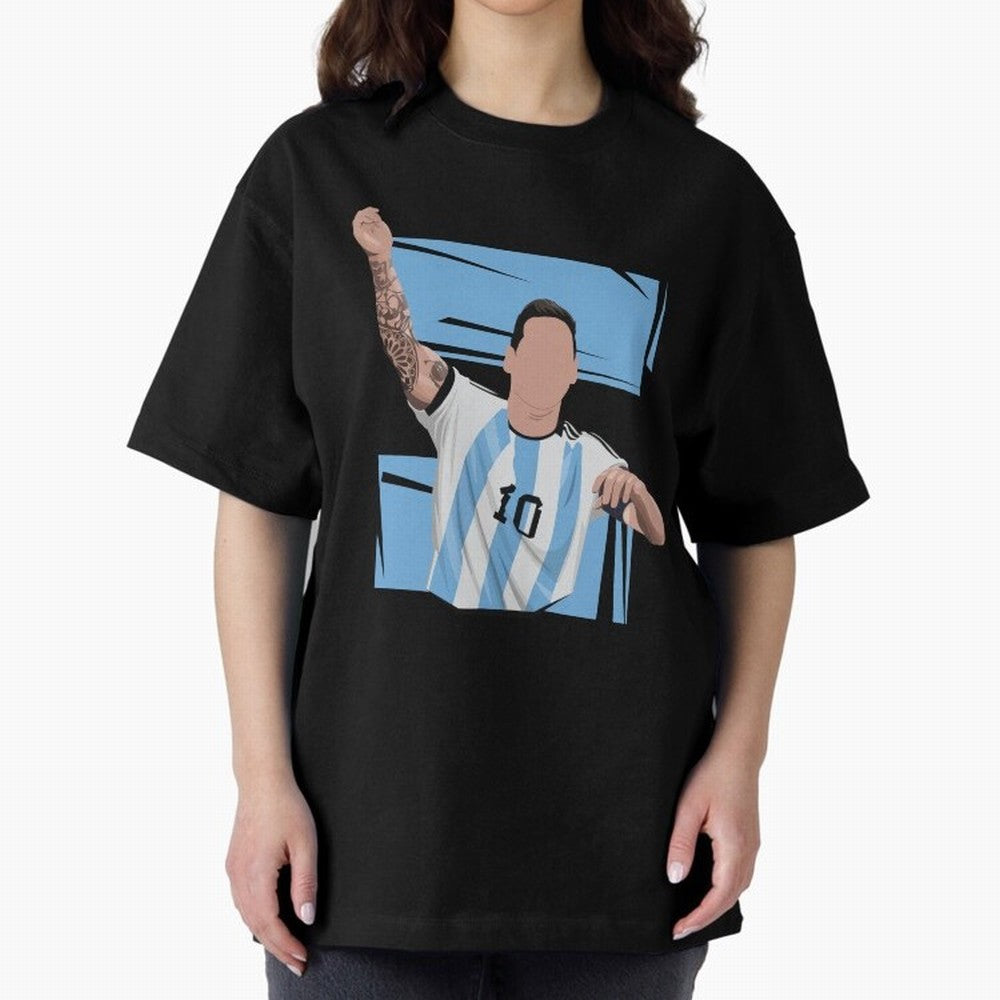 Messi Singing with Crowd World Cup 2022 Oversized T-Shirt Bring Match Day Fire to FIFA World Cup 2026 Group Stage Spirit, Highlighting England and Germany, Messi and Cristiano Ronaldo, Retro Football Energy, Iconic Rivalries, Trophy Chase Drama and