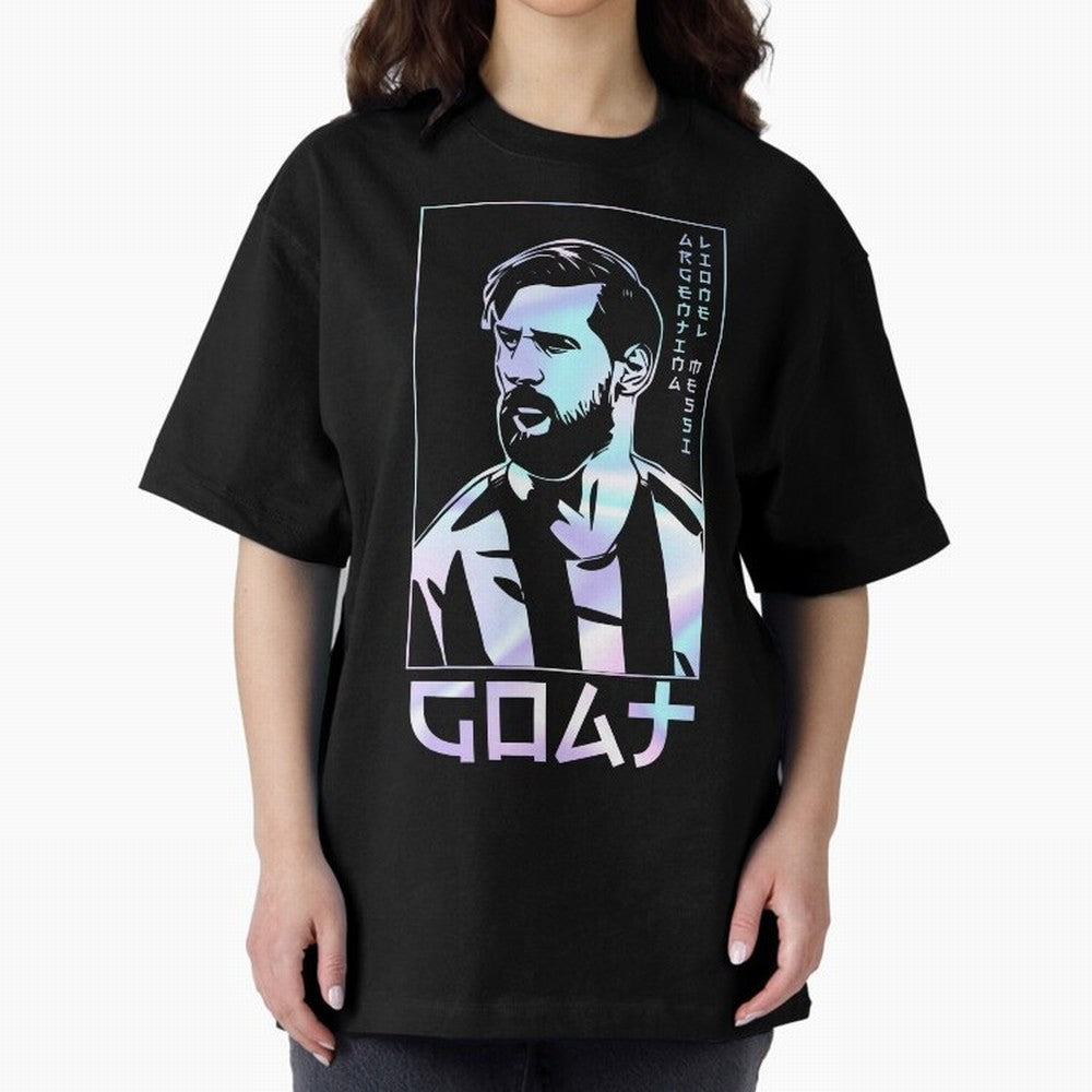 Lionel Messi Holographic Style Portrait art illustration Classic T-Shirt Capture Stadium Memories from FIFA World Cup 2026 USA Canada Mexico for Fans of Messi and England and Germany, Bringing Game Day Rituals, Football Legends, Country Pride and