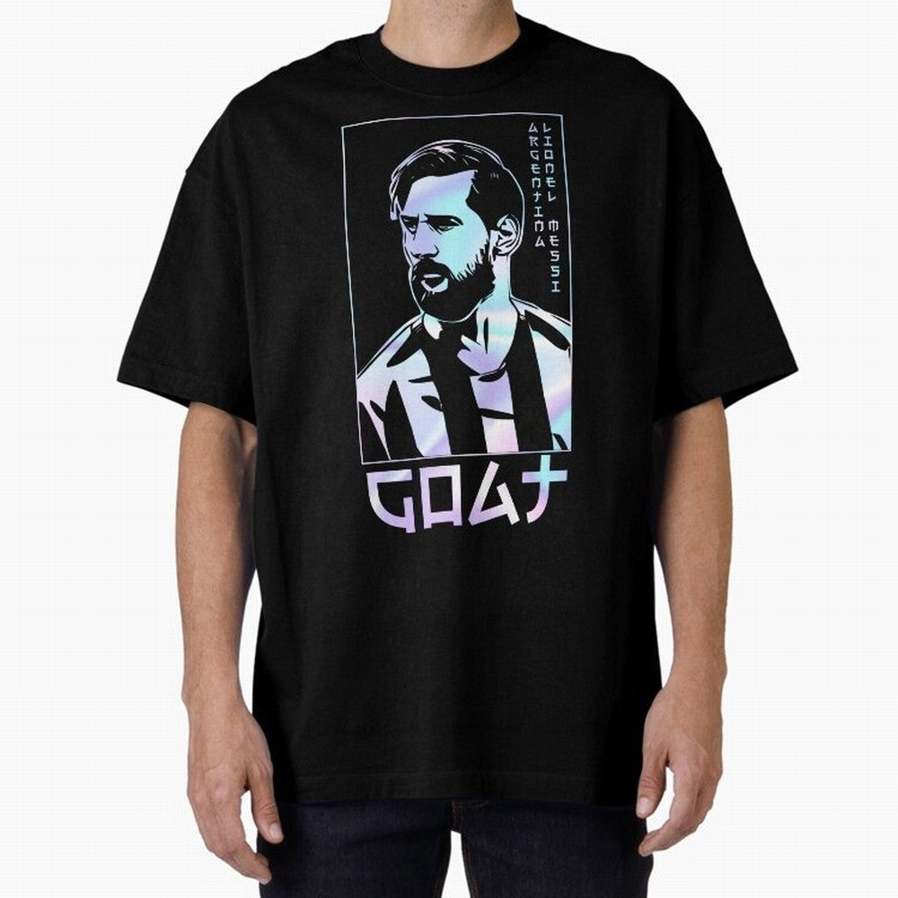 Lionel Messi Holographic Style Portrait art illustration Classic T-Shirt Capture Stadium Memories from FIFA World Cup 2026 USA Canada Mexico for Fans of Messi and England and Germany, Bringing Game Day Rituals, Football Legends, Country Pride and