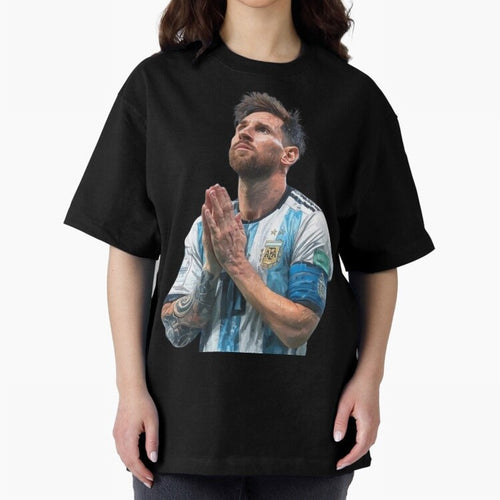 Argentina Messi Football Oversized T-Shirt Support Your Favorite Stars during FIFA World Cup 2026 Spirit, Featuring Portugal, Messi, CR7 and Mbappe, Classic Soccer Heritage, Championship Pressure, Fan Loyalty and International Pride; Perfect for