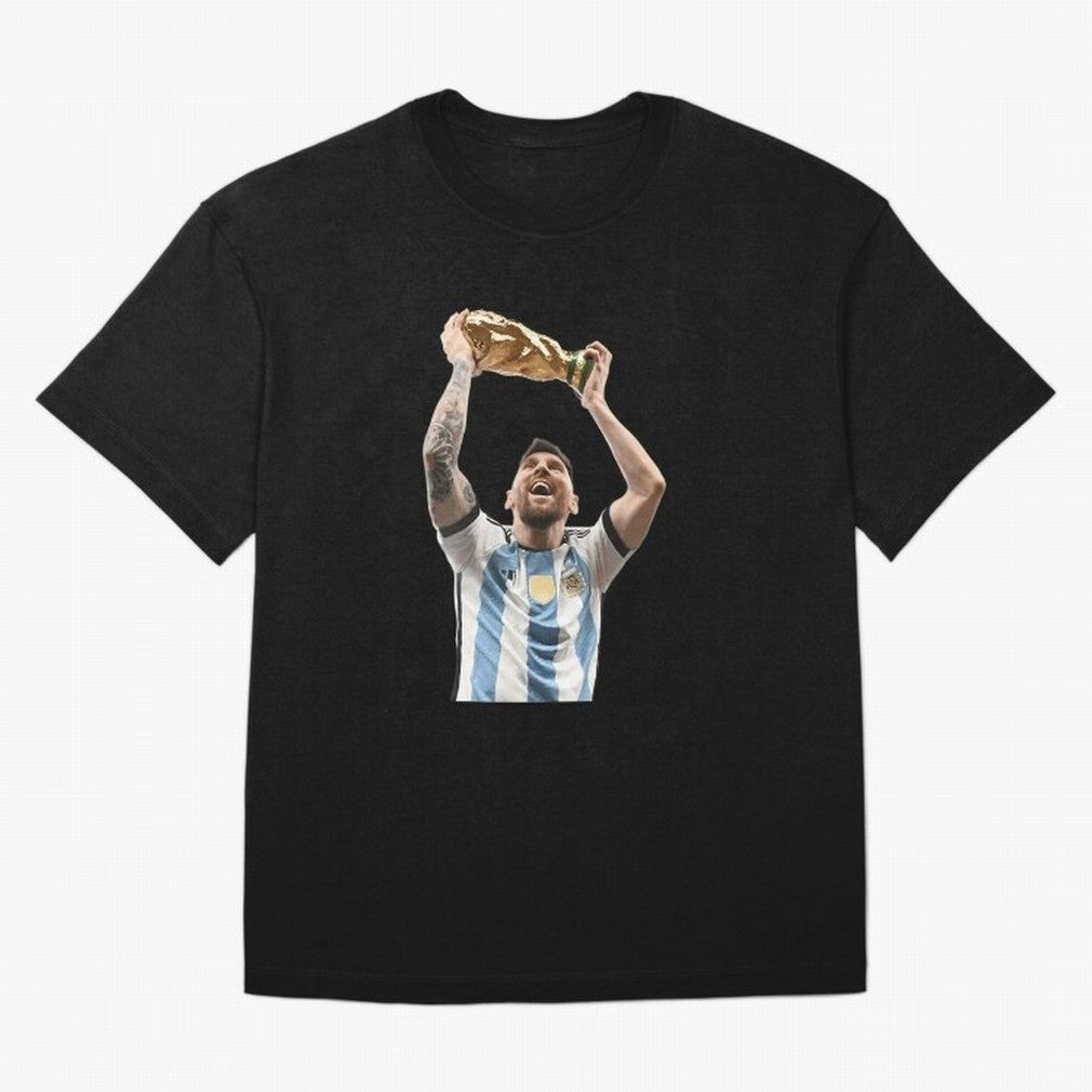Lionel Messi Lifting The World Cup Essential T-Shirt Celebrate the Next Chapter of the FIFA World Cup 2026 Journey through Messi Highlights, Argentina Pride, Worldwide Fan Energy, Dramatic Goals, Stadium Lights and Championship Celebrations;