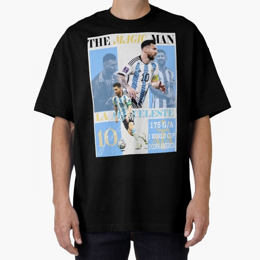Lionel Messi Argentina World Cup 2022 Champion Victory Poster Oversized T-Shirt Show Championship Spirit for Global Football Passion for FIFA World Cup 2026 Group Stage, Inspired by CR7, Spain, Supporter Pride, Iconic Celebrations, Legendary Names