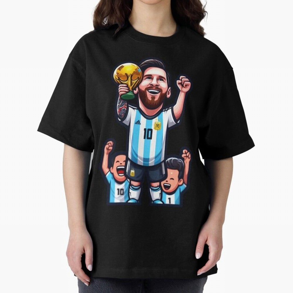 Lionel Messi Digital Print on T-Shirt Classic T-Shirt Stand Proud for Match Day Hype around FIFA World Cup 2026, Mbappe, Spain and Netherlands, Vintage Soccer Flavor, Modern Football Stars, National Flags and Final Night Emotion; Great for