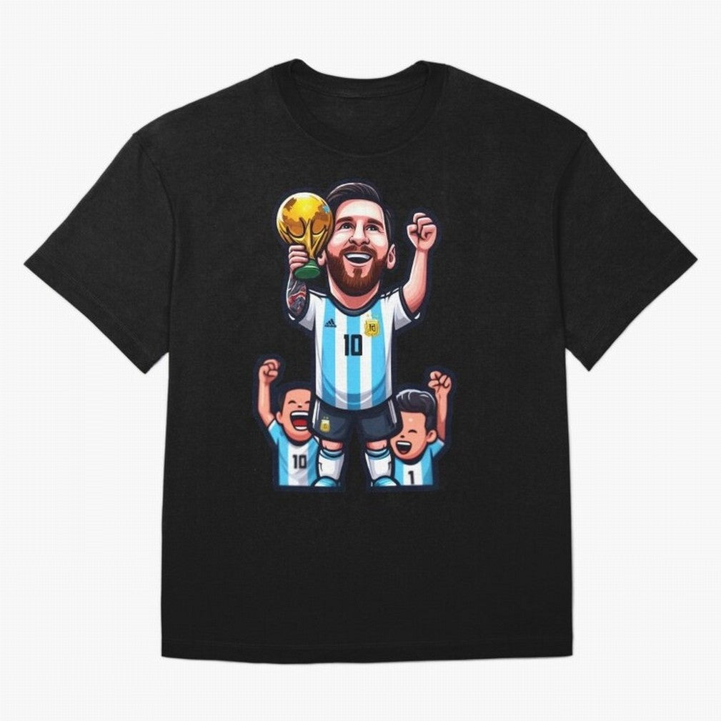 Lionel Messi Digital Print on T-Shirt Classic T-Shirt Stand Proud for Match Day Hype around FIFA World Cup 2026, Mbappe, Spain and Netherlands, Vintage Soccer Flavor, Modern Football Stars, National Flags and Final Night Emotion; Great for
