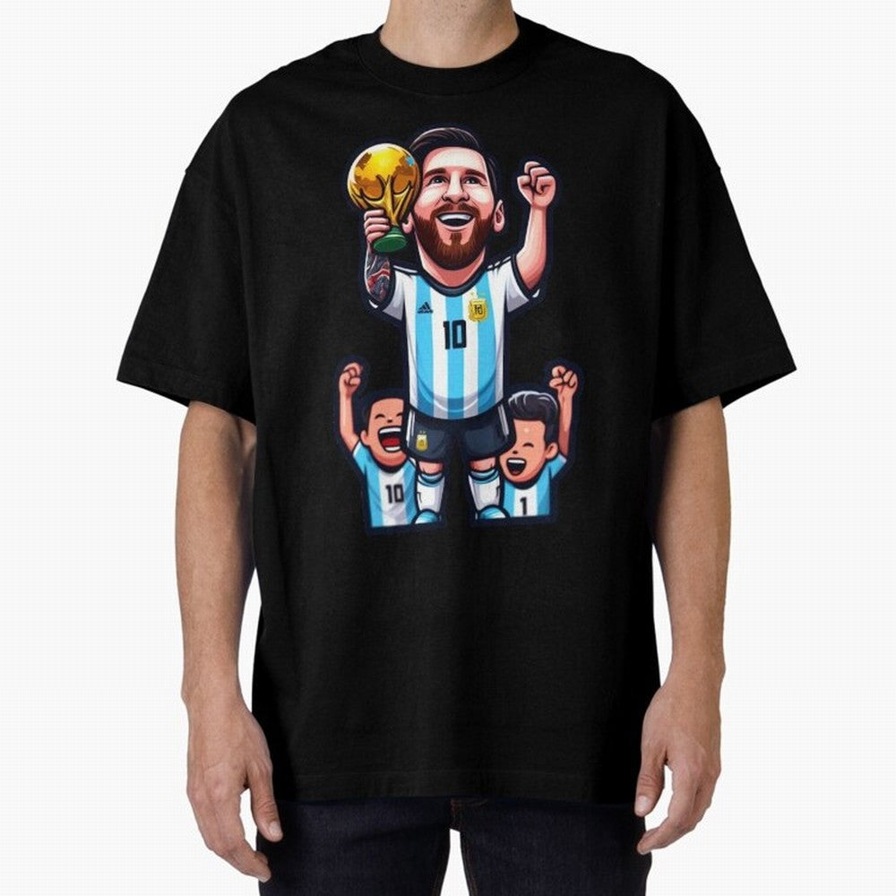 Lionel Messi Digital Print on T-Shirt Classic T-Shirt Stand Proud for Match Day Hype around FIFA World Cup 2026, Mbappe, Spain and Netherlands, Vintage Soccer Flavor, Modern Football Stars, National Flags and Final Night Emotion; Great for