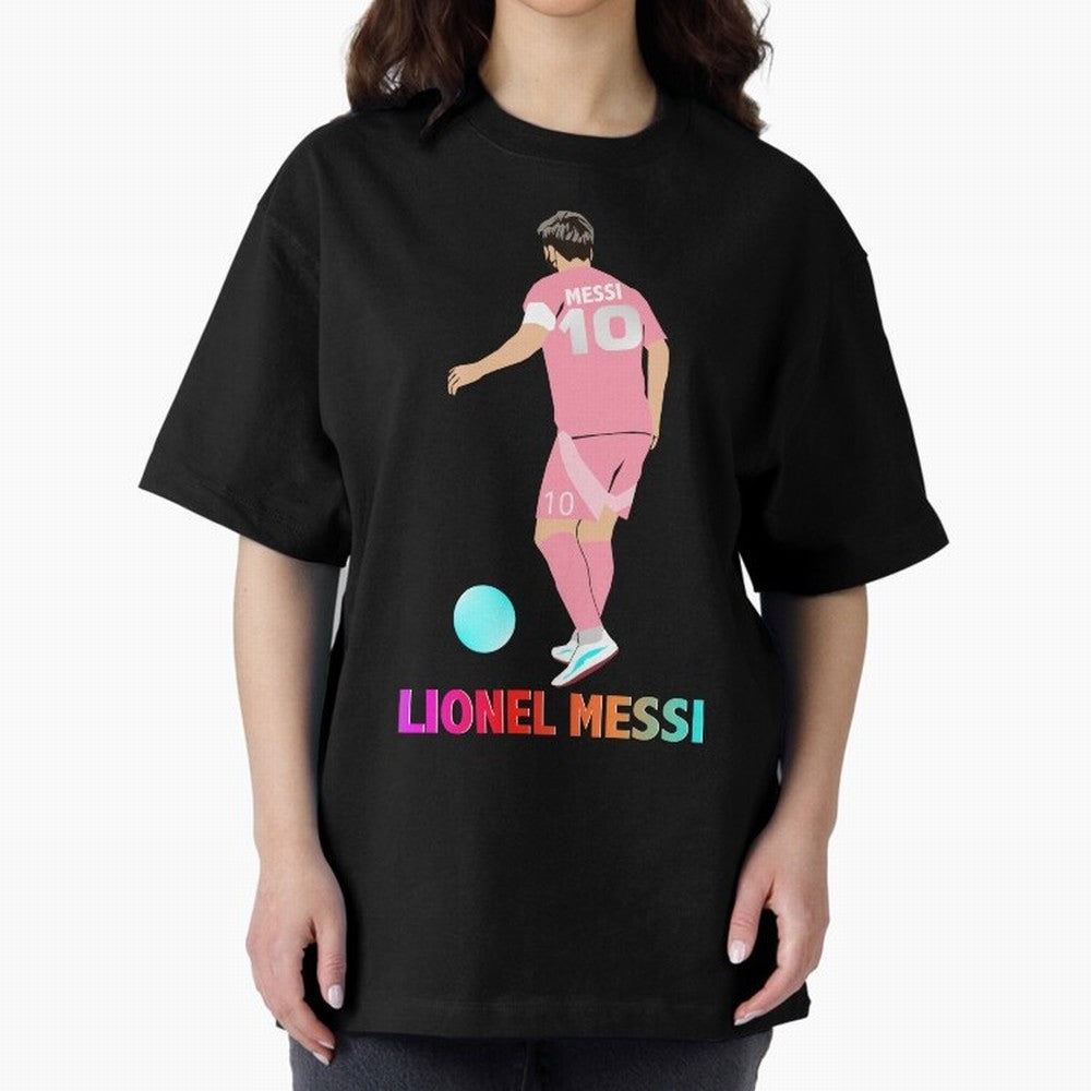 Lionel Messi illustration Oversized T-Shirt Capture Stadium Memories from FIFA World Cup 2026 Group Stage Spirit, Centered on Argentina and Brazil, Messi, Global Supporter Spirit, Legendary Goals, National Colors and Tournament Celebration; Perfect