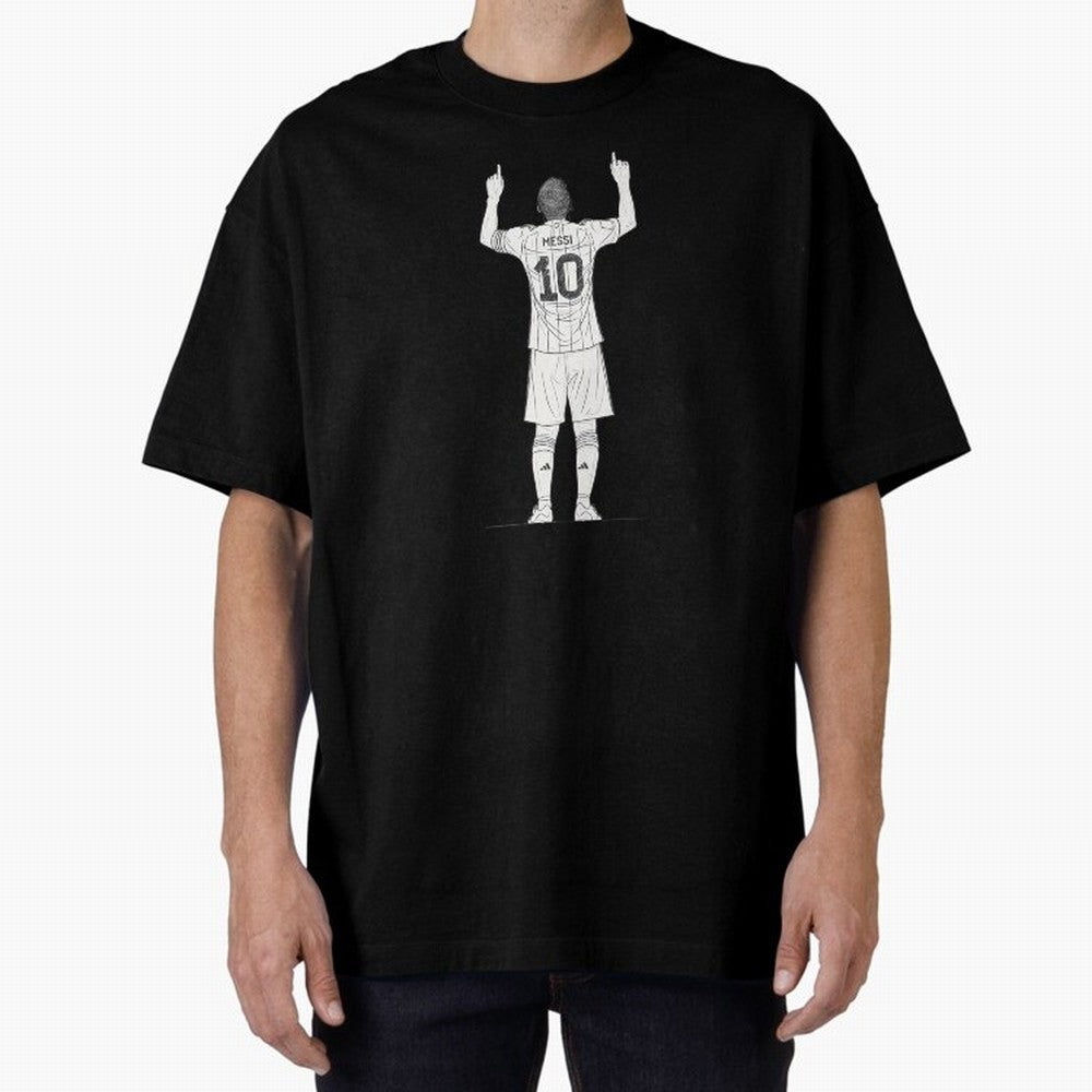 Lionel Messi minimalist sketch Oversized T-Shirt Relive Legendary Nights from Global Football Passion for FIFA World Cup 2026 USA Canada Mexico, Connected to CR7, England, France and Netherlands, Global Supporter Spirit, Legendary Goals, National
