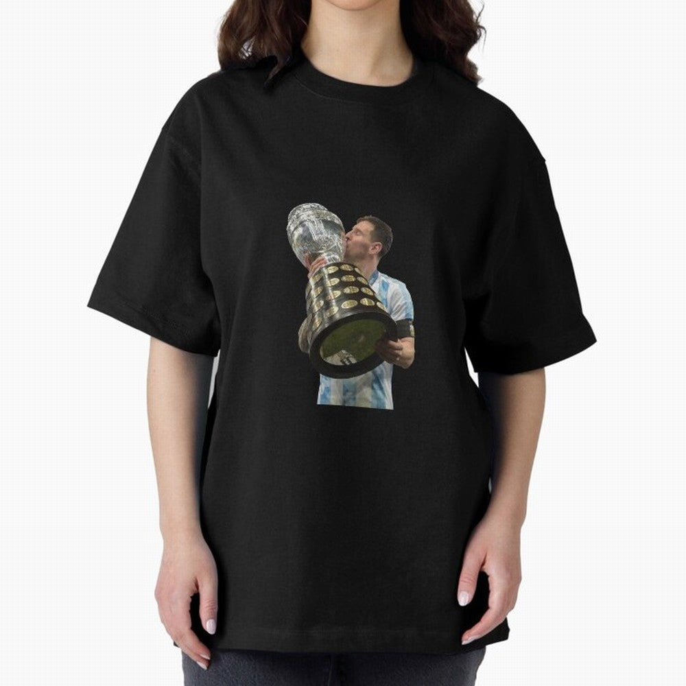 Messi Cup Oversized T-Shirt Remember Iconic Moments from Match Day Hype around FIFA World Cup 2026 Group Stage, Cristiano Ronaldo, Argentina and Brazil, Football Festival Excitement, Trophy Ambitions, Country Rivalries and Star Player Buzz; Perfect
